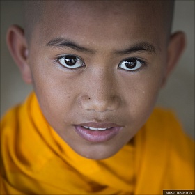 Молодой монах. Монастырская школа. Сагайн. Мьянма. 2016